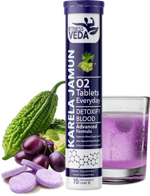 FITNESSVEDA Karela Jamun Effervescent Tablets – Control Blood Sugar & Detoxify Blood(15 Tablets)