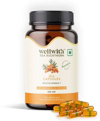 Ayuzera by Wellwith Sea Buckthorn Oil Capsule for Healthy Skin and Body(30 Capsules)