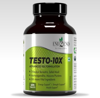 End2End Nutrition Testo 10X Natural Testosterone Booster Supplement with 10 Potent Ingredients(60 No)
