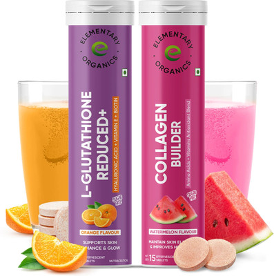 Elementary Organics L Glutathione Collagen with Hyaluronic Acid for Glowing skin & Anti-Ageing(2 x 15 Tablets)