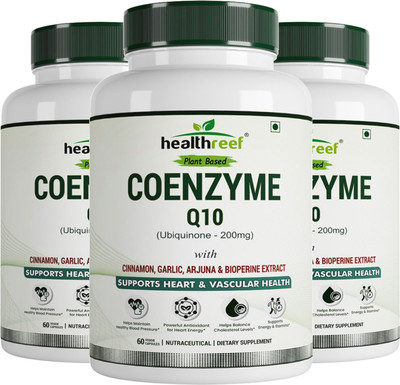 healthreef Plant-Based Coenzyme Q10 Heart Health Supplement | Energy & Antioxidant Support(3 x 60 Capsules)