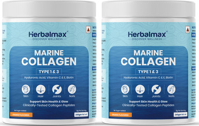 Herbal max Hydrolyzed Marine Collagen Supplement Type 1&3 |For Healthy Skin, Hair & Bone(2 x 240 g)