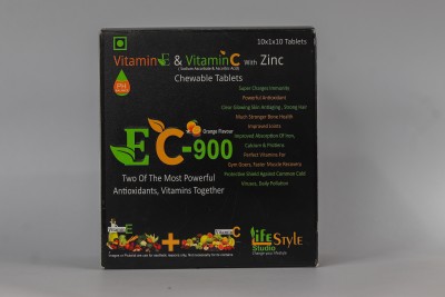 EC900 Vitamin E & Vitamin C Chewable Tablets With Orange Flavour(4 x 10 Tablets)