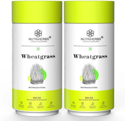 Nutriherbs Wheat Grass Capsule | Immunity Booster & Detox Supplement for Men & Women(2 x 90 Capsules)