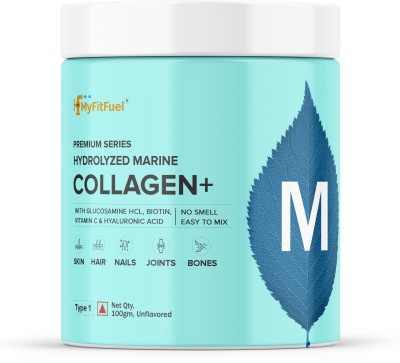 MyFitFuel Premium Marine Collagen + Biotin, Hyaluronic Acid, Glucosamine & more, Unflavored(100 g)