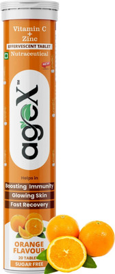 AGE-X Vitamin C 80mg + Zinc 10mg Effervescent | Immunity & Skin | Orange(20 Tablets)