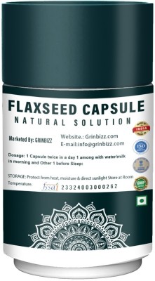 grinbizz Flaxseed Capsule Supports 500mg Skin,Hair,Brain,Joint & Heart Health & Immunity(30 Capsules)