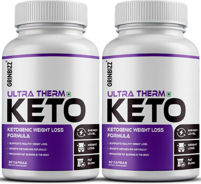 grinbizz Keto Capsules: Powerful Burner with BHB Salts for Fast Ketosis & Weight Loss(2 x 30 Capsules)