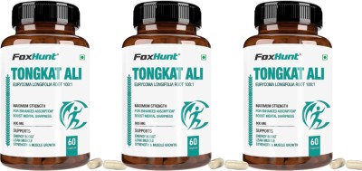 FOX HUNT Tongkat Ali Root Extract Capsule For Men Extra Energy Strength Supplement-800 mg(3 x 60 Capsules)