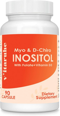 vitaruhe Myo & D-Chiro Inositol with Folate and Vitamin D3-90 Vegetarian Capsules(90 Capsules)