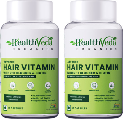 Health Veda Organics DHT Blocker With Goodness of Nettle Leaves Supports Urinary Tract, Hair Health(2 x 60 Capsules)