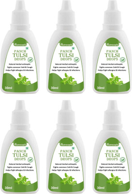 NUTROCOPIA Panch Tulsi Drops- Extract of 5 Rare Tulsi for Cough & cold Relief (6x30ml)(Pack of 6, 180 ml)