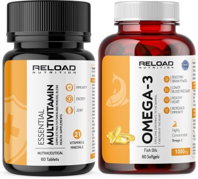 RELOAD NUTRITION Multivitamin + Fish Oil Omega 3 1000 mg (60 Tablets)(2 x 30 Capsules)