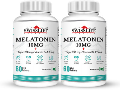 SWISSLIFE FOREVER Melatonin 10mg+ Tablets For Sleeping | Help in Nerve Health & Sleeping Disorder(2 x 60 Tablets)