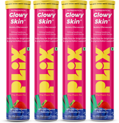 The Plant Fix Plix Glutathione Skin Glow Effervescent Tablet 500mg for Clear & Youthful Skin(4 x 15 Tablets)