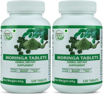 Wonder Herb Moringa Tablets Herbal Dietary Supplement for Immunity & Weight Loss 500mg(2 x 120 Tablets)