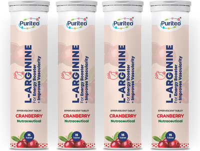 puriteo L - ARGININE EFFERVESCENT CRANBERRY| Improves Performance | boosts stamina(4 x 15 Tablets)