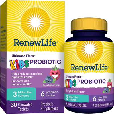 Renew Life Ultimate Flora Kids Probiotic 3 Billion, 30 Chewable Tabs(30 Tablets)