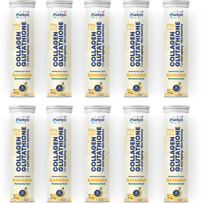puriteo COLLAGEN GLUTATHION EFFERVESCENT BANANA 10(10 x 15 Tablets)