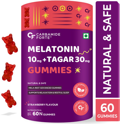CARBAMIDE FORTE Melatonin 10mg Gummies - with TAGARA & L Tryptophan Sleep Supplement(60 No)