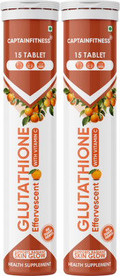 CaptainFitness L-Glutathione Effervescent Tablet with Vitamin C to Reduce Pigmentation|p8|(2 x 15 Tablets)