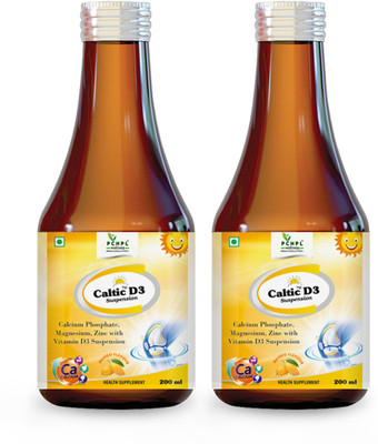 PCHPL Wellness Caltic D3 Suspension -200ml Mango Flavored Vitamin D3 Syrup with for Well-Being(2 x 100 ml)