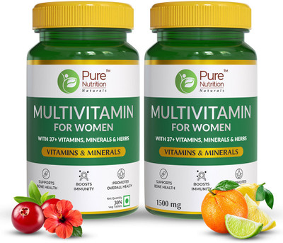 Pure Nutrition Multivitamin for Women with Shatavari | Immunity & Improved Energy Level(2 x 30 Tablets)