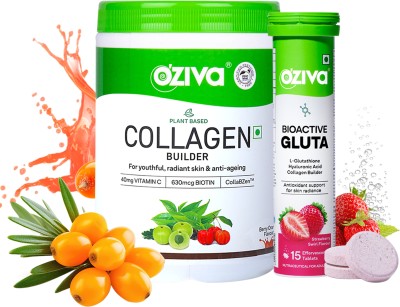 OZiva Vegan Collagen (Berry Orange) & Gluta Fizzy for Brighter & Youthful Skin(230 g)