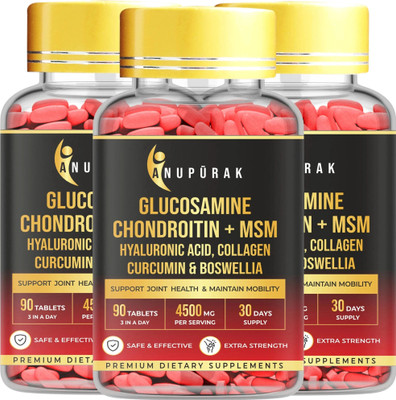 Anupurak Joint Support Supplement | Glucosamine Chondroitin MSM | Mobility & Cartilage(3 x 90 Tablets)