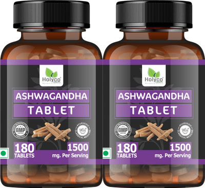 Holyco Health Ashwagandha Tablet - 180 tablets (pack of 2) | Withania somnifera(2 x 180 Tablets)