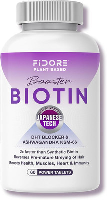FIDORE Plant-Based Biotin Boost – Anti-Greying, Muscle & Heart Support(60 Capsules)
