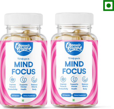 OrganicSupp Mind Focus Brain Supplement, Ayurvedic Formula with Brahmi, Ashwagandha(2 x 60 Capsules)