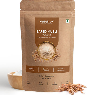 Herbal max Safed Musli Powder | Natural Ayurvedic Support for Vitality & Energy Booster(100 g)
