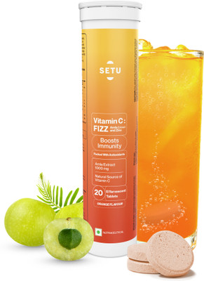 SETU Vitamin C: Fizz - 20 Effervescent Tablets (Pack of 1) | Amla Extract and Zinc(20 Tablets)
