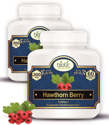 biotic Hawthorn Berry Capsules - Hawthorn Berries Extract 300mg - 120 Veg Capsules(2 x 60 No)