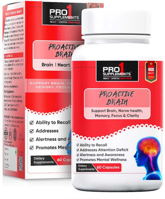 Pro1 Supplements Brain Booster Supplement |Memory Focus| Shankhapushpi|Ashwagandha|Brahmi(60 Capsules)
