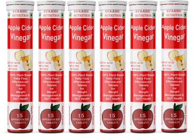 EVAAIDE Apple Cider Vinegar for weight loss tablet ACV with mother Effervescent_15T(6 x 15 Tablets)