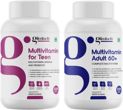 GLIMLACH Multivitamin for Teen & Adult Enhances Energy, Stamina & Immunity(2 x 50 No)