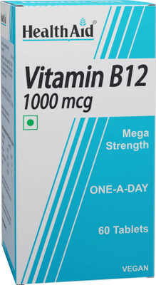 HealthAid Vitamin B12 1000mcg - Mega Strength Methylcobalamin(60 Tablets)