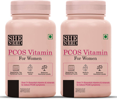 SheNeed Pcos Vitamins For Women 60- capsules - Pack-2(2 x 60 Tablets)