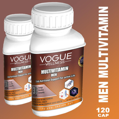 Vogue Wellness Advance Daily Men Multivitamin Tablets for Boost Energy and Immunity(2 x 60 Tablets)