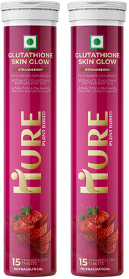 Hure Glutathione Skin Glow Effervescent Tablets 600mg with Vitamin C+E (Strawberry)(2 x 15 Tablets)