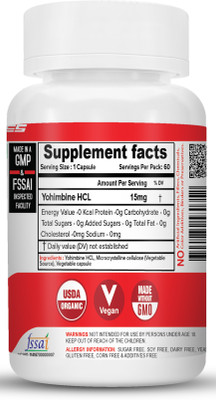 NutriJa Yohimbine HCL 15MG [Strength & Potent Fat Burner](60 Capsules)
