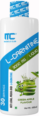 Muscle Club L-Carnitine Liquid Energy & Fat Metabolism Support Supplement Green Apple Flavor(3000 mg)