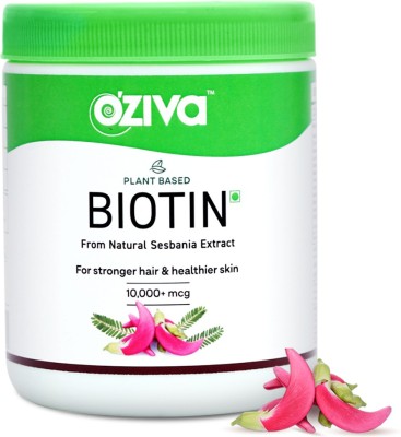 OZiva Plant Based Biotin 10000 mcg With AmlaPomegranate For Strong Hair Healthy Skin125 g