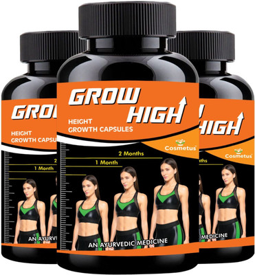 Cosmetus Grow High- Herbal Height Growth Capsules for Men & Women (Pack of 3)(3 x 30 Capsules)