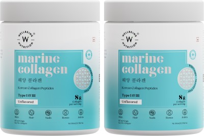 Wellbeing Nutrition Pure Korean Marine Collagen Powder | Collagen Supplement for Women & Men(2 x 200 g)