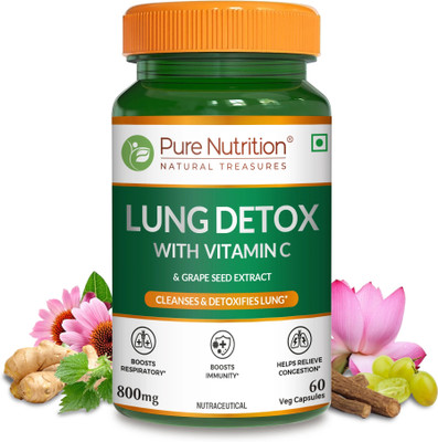 Pure Nutrition Lung Detox with Nettle & Vasaka Leaf for Cleansing Lungs & Immune Defence(60 Capsules)