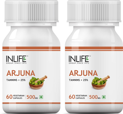 INLIFE Arjuna Extract 60-Veg Capsules (500 mg) (2 Pack)(2 x 60 No)