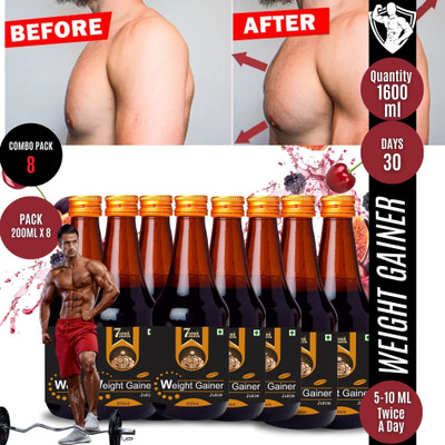7Herbmaya Gaining Juice ayurvedic ultimate weight gainer Juice unisex improves muscles(8 x 200 ml)